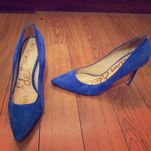 Blue suede heels by Sam Edelman